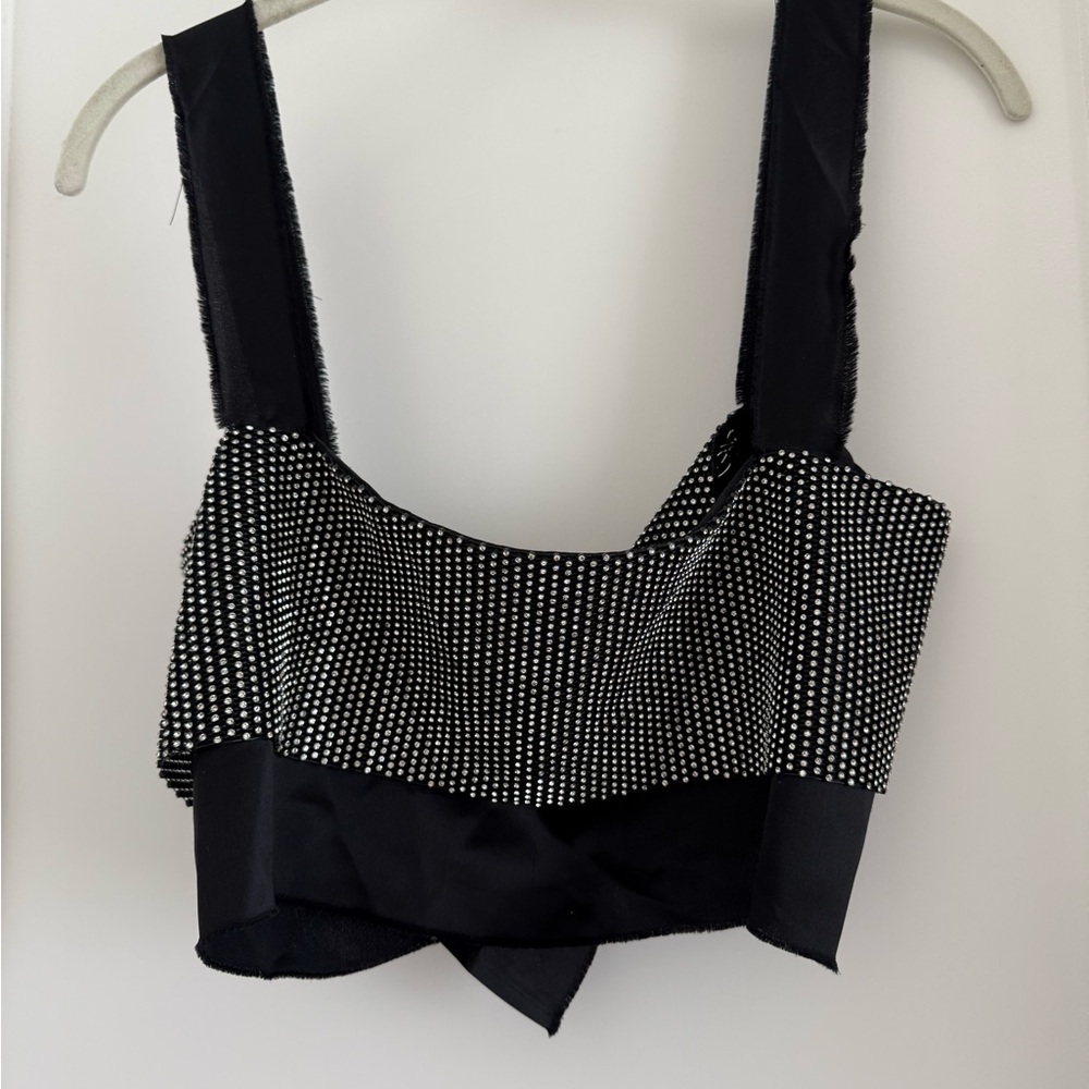 NONchalant rhinestone black crop top